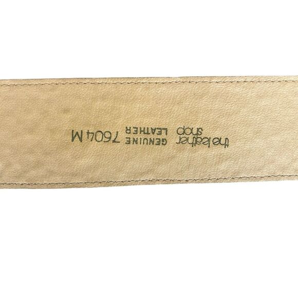 The Leather Shop Women’s M‎ Brass Buckle Wide Belt Embossed Tan Leather Cowgirl - Picture 4 of 7